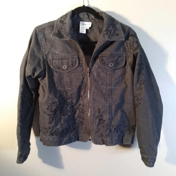 Coldwater Creek Denim Embroidered Jean Jacket - Picture 1 of 13